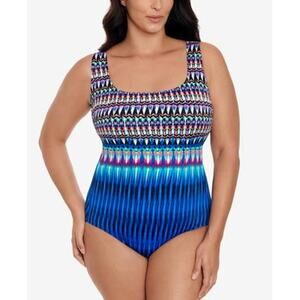 Swim Solutions Triple X Back Tank Long Torso One Piece Swimsuit Sparkle Park 12